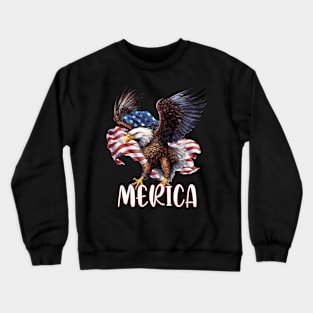 Merica Eagle American Flag USA Flag 4th of july Crewneck Sweatshirt